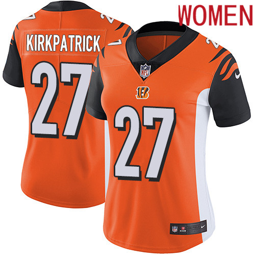 2019 Women Cincinnati Bengals #27 Kirkpatrick Orange Nike Vapor Untouchable Limited NFL Jersey->women nfl jersey->Women Jersey